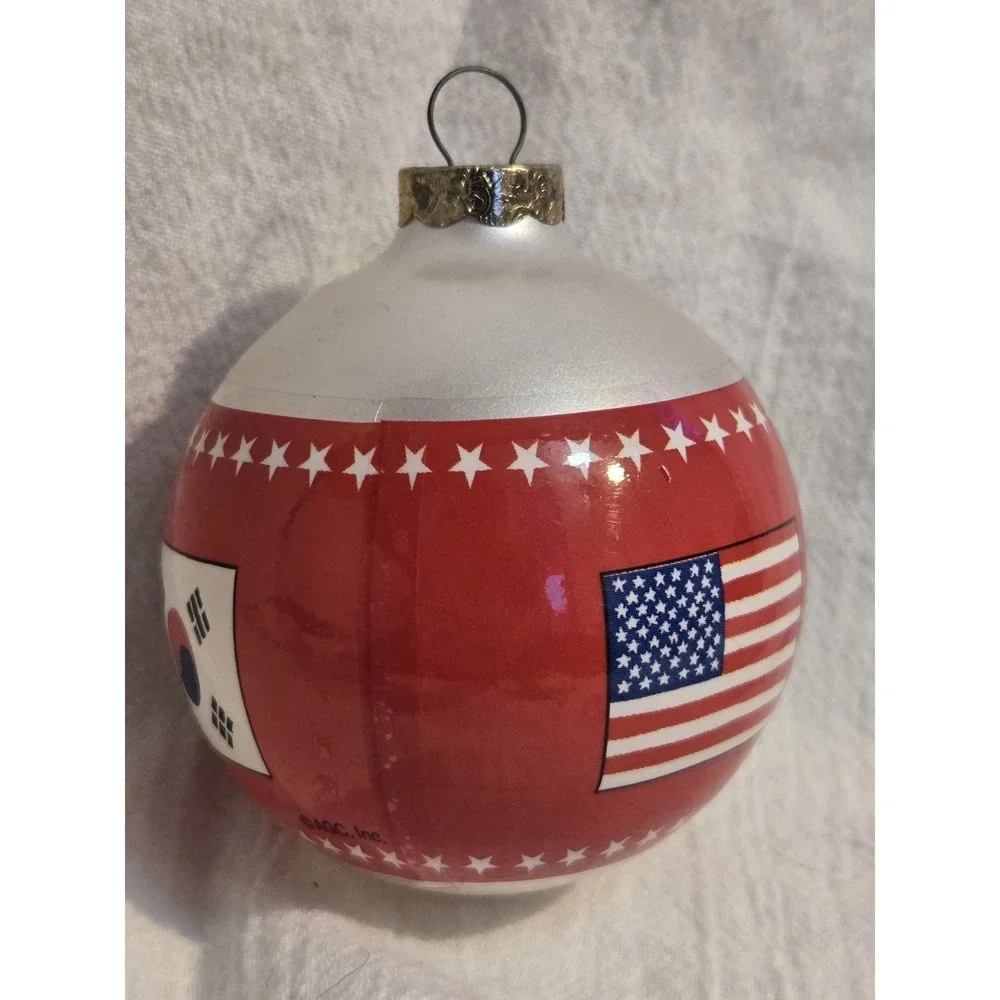 Vintage 1998 Korea‎ Namdaemun Christmas Ornament AGC USA South Korea Flag